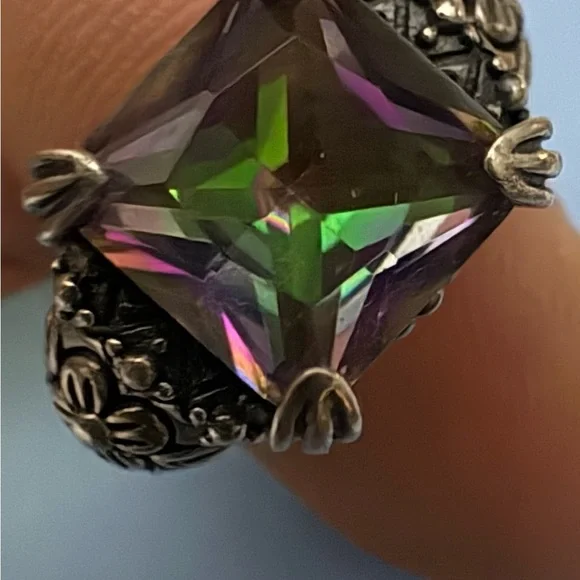 Vintage Sterling Silver 925 Large Mystic Topaz Stunning Ring Size 9 - Picture 2 of 16